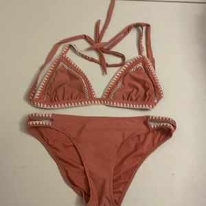 Medium soft pink bikini with island vibes